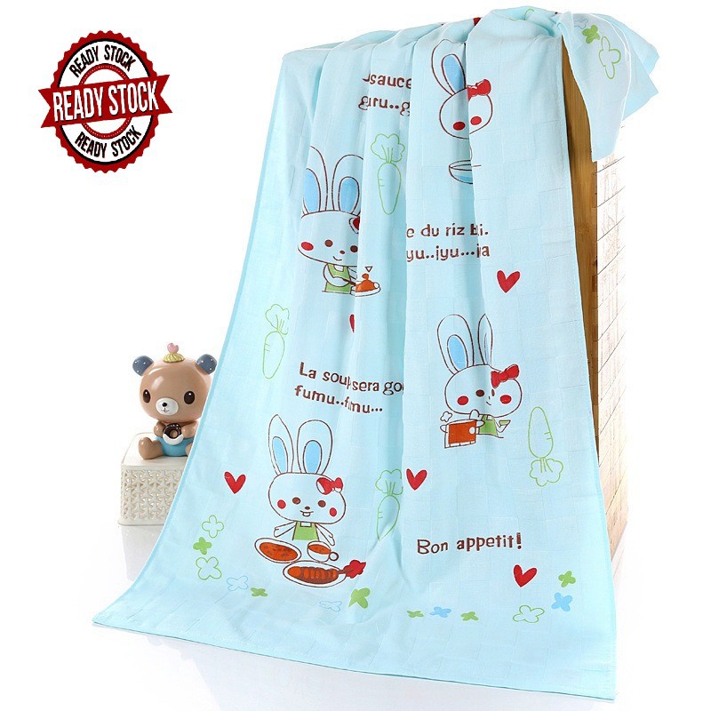 Shop Malaysia Baby Soft Double Layer Gauze Bath Towel With Cartoon Baby Favourite Shopee Singapore