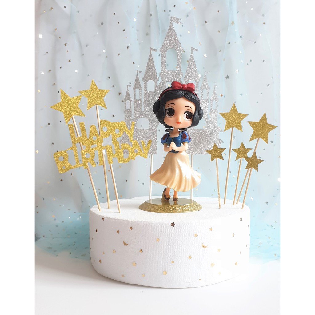 Princess Cake|Snow White Cake Topper with Castle & Stars|Cake Decoration