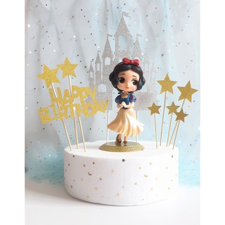 Princess Cake|Snow White Cake Topper with Castle & Stars|Cake Decoration #0