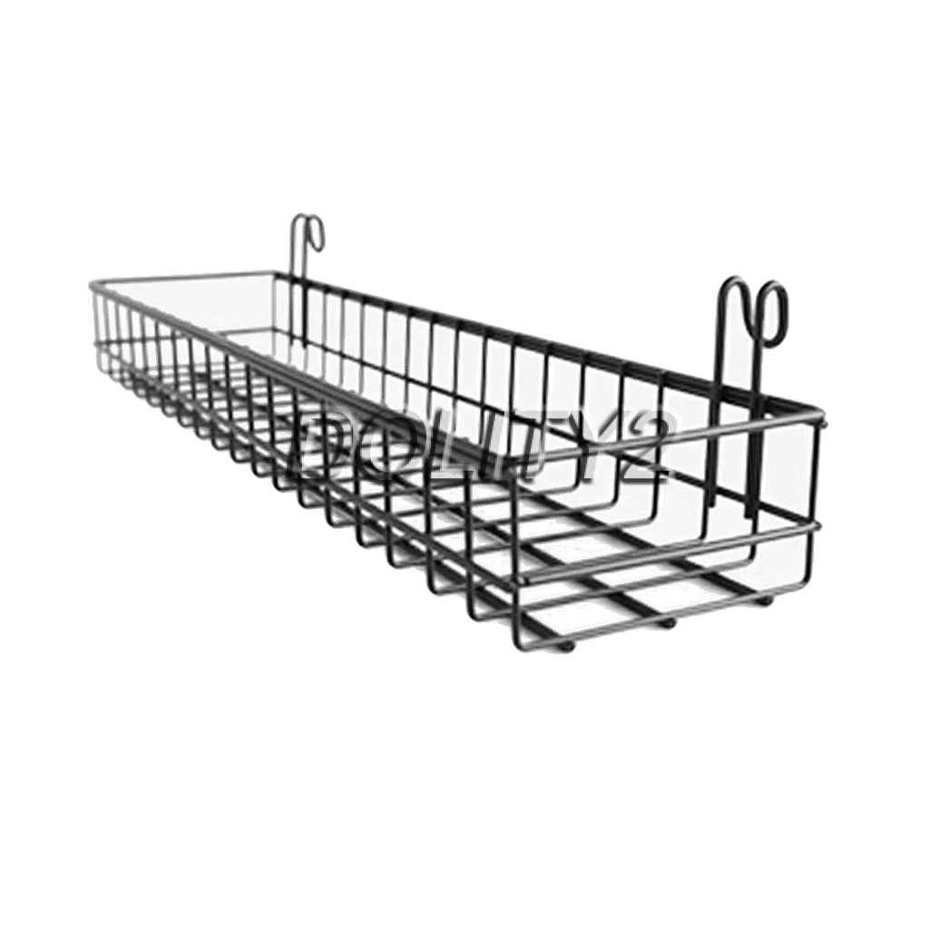 GRID PANEL HANGING TRAY 40X10CM 2 PACK WALL MOUNTED MESH WALL METAL WIRE BASKET