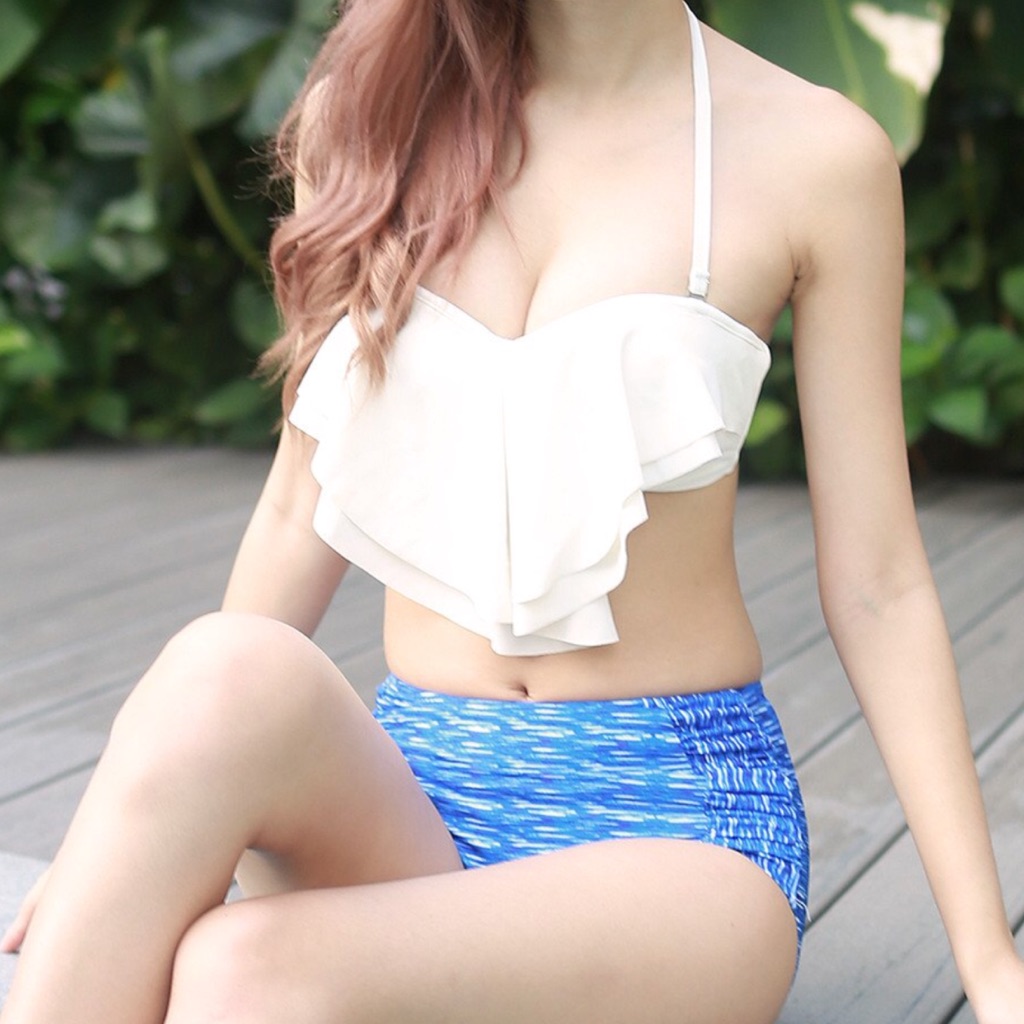 long ruffle swim top