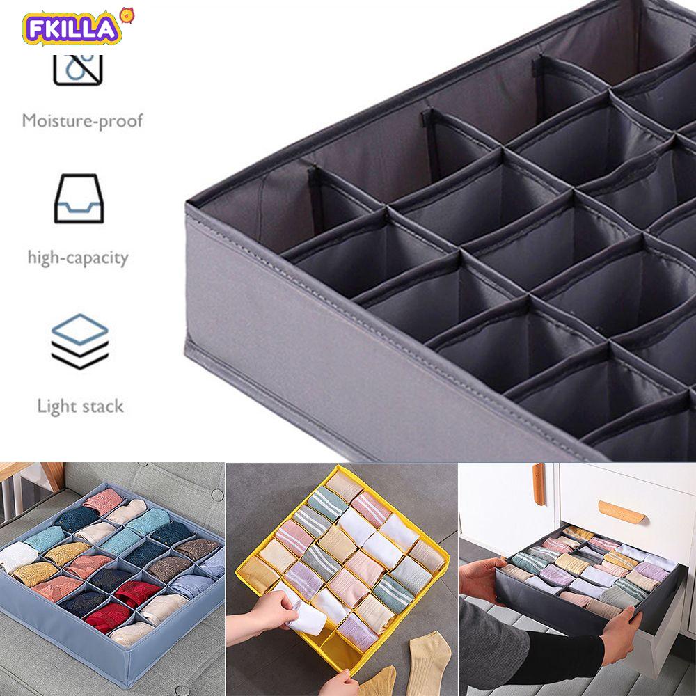 FKILLA Dormitory Underwear Storage Box Drawer Separation Box Socks Organizer Polyester Household Closet Wardrobe Multifunctional Home Compartment Divider/Multicolor