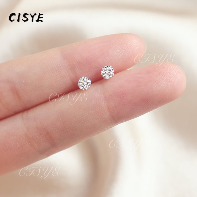 Image of Korea Earrings Zirconium Diamond Stud Earrings Claw Diamond Crystal Gem Ear Stud For Unisex #3