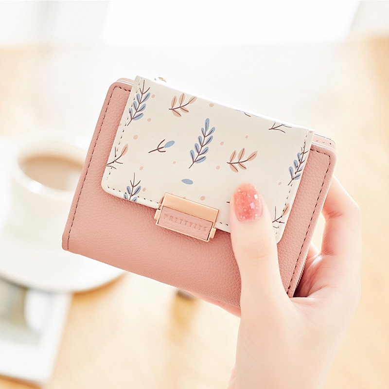 Image of Fashion Women Wallet Small Short Fold Purse Printing Contrast color Female Coin Purse  Pocket #0