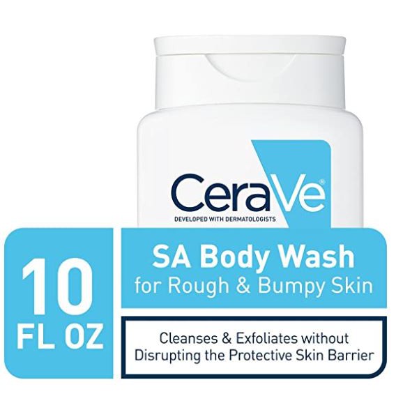 cerave salicylic acid body wash to cleanse and exfoliate rough and bumpy skin