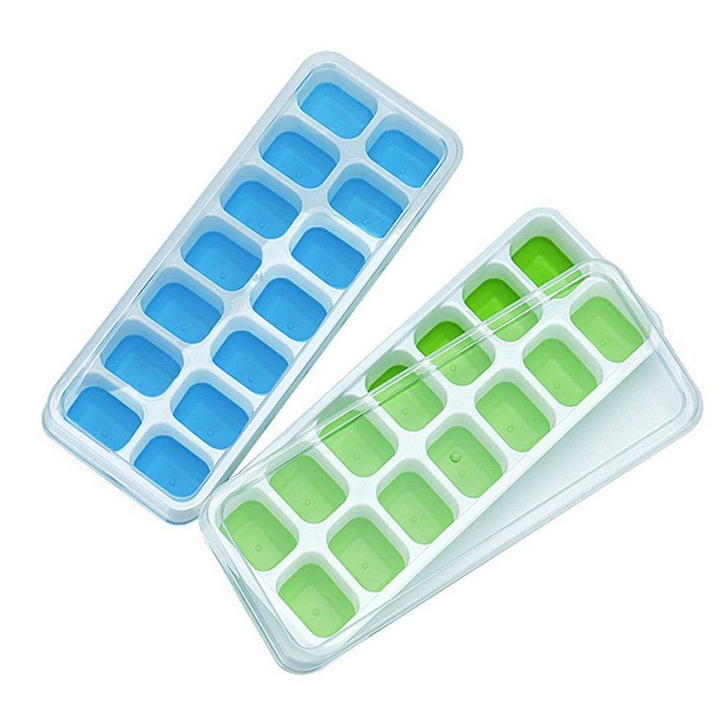 Easy-Release Silicone and Flexible 36 Rectangle Ice Cubes Blue & Green Evosummer Ice Cube Trays,2 Pack Silicone Ice Tray with Removable Lid 