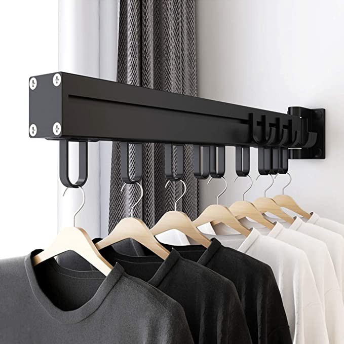 Wall Mounted Clothes Drying Rack Fold Away Space Saver For Balcony Mudroom Bedroom Laundry Bathroom Black Ee Singapore - Wall Mounted Clothes Drying Rack Singapore