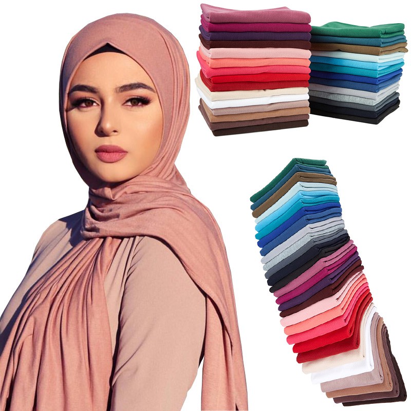 Jifang Plain Soft Modal Cotton Feeling Single Jersey Muslim Hijabs Shawl Tudung Large Long