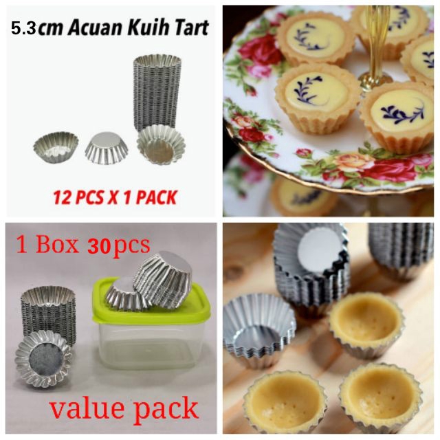 5 3cm Aluminium Egg Cheese Tart Mould Acuan Kuih Tart 12pcs Pack 30pcs Box Shopee Singapore