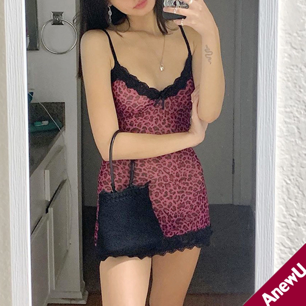 Animal Leopard Printed Mini Slip Dress 