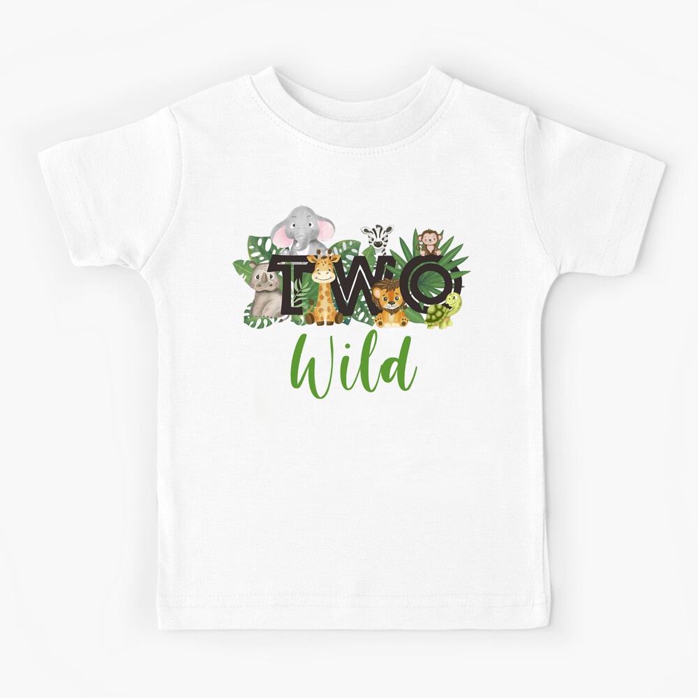 kids T shirt Two wild safari animals jungle zoo 2nd second birthday Baby  Kids kid Shirt Funny graphic young hipster vintage unisex casual girl boy t  shirt cute kawaii tees baby children