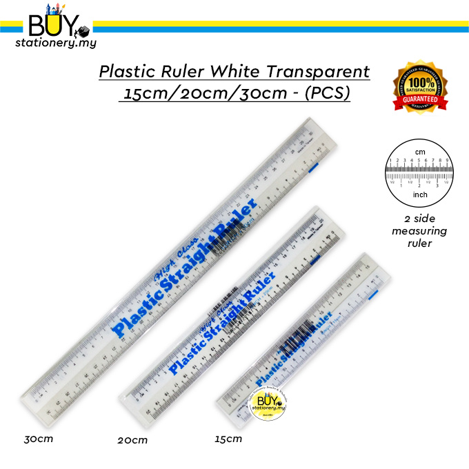Shop Malaysia Plastic Ruler White Transparent 15cm 20cm 30cm Pcs Shopee Singapore