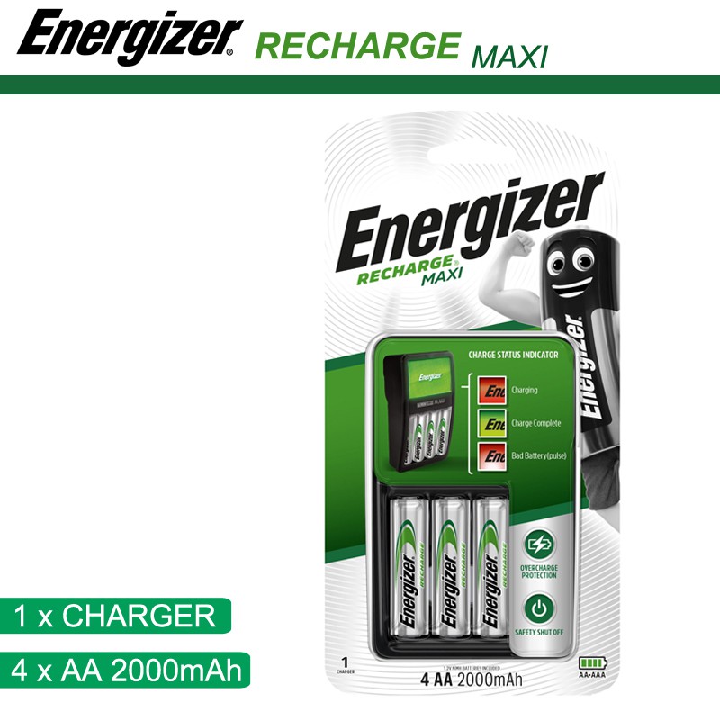 Energizer Rechargeable Batteries & Charger CHVCM4 Recharge Maxi Charger