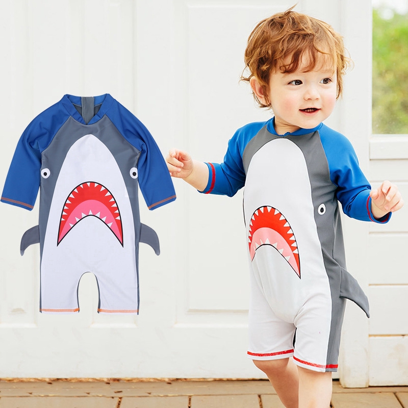 Children S Swimsuit Boys One Piece Hot Spring Quick Drying Sunscreen Swimsuit Boys Cute Baby Shark Swimsuit Shopee Singapore - boy swimsuit codes for roblox