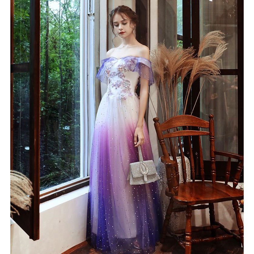 purple & white dress