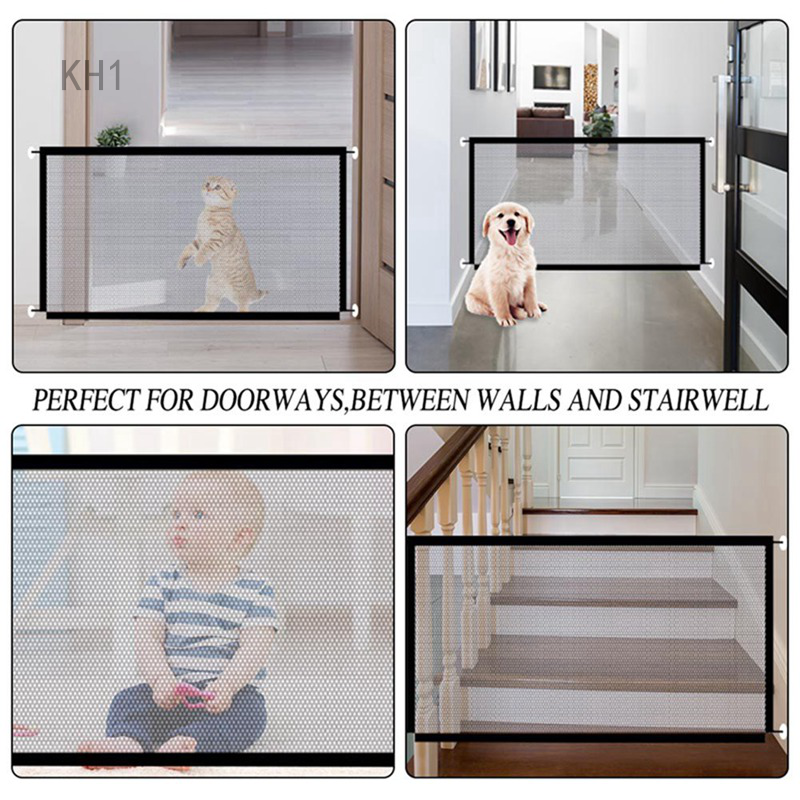 WANXIANG Latest 2021 Magic Dog Gate Pet Safety Guard Gate Portable Folding Mesh Safety Fence for Doorways Stairs Small