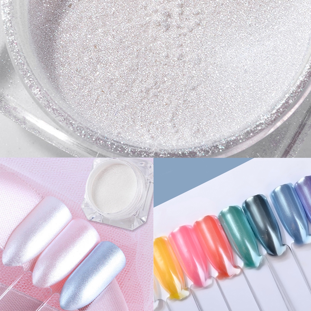 1 Box Diamond Pearl Mermaid Powder Fashion Shining White Nail Art