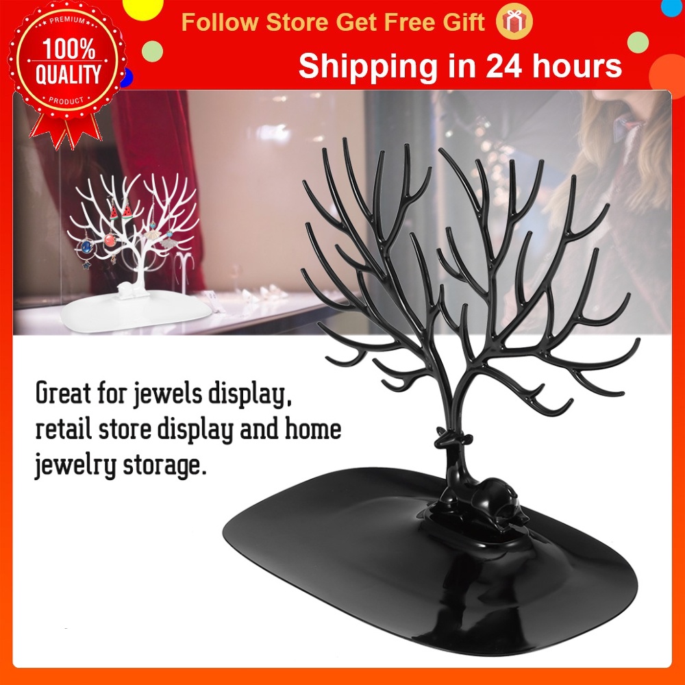 Deer Tree Jewelry Stand Display Organizer Necklace Earring Ring Holder Show Rack 