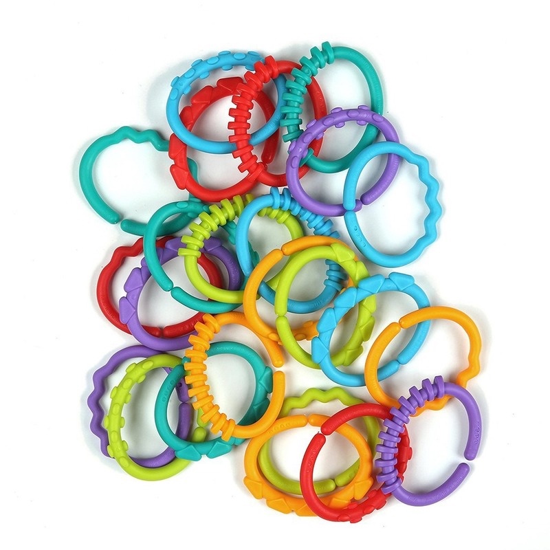 24pcs Baby Teether Rings Links Toys Links Rattle Strollers Car Seat Travel  Toys | Shopee Singapore