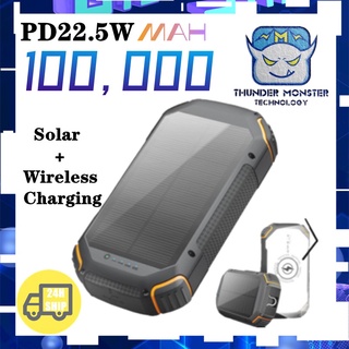 Powerbank 100000mAh Solar Power bank Outdoor PD  Charging Power Bank wireless charging Batteries Backup Battery