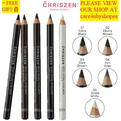 Chriszen Kohl Kajal Eyeliner 02 Ebony Brown Collagen Free Gift Shopee Singapore