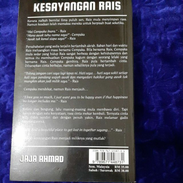 Novel Of Rais Only Ahmad New Rm35 00 Shopee Singapore