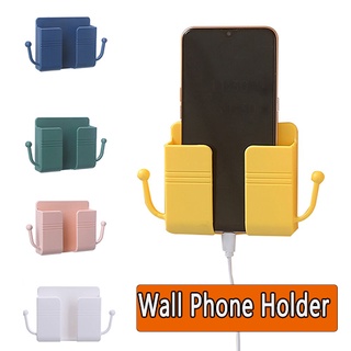 FEELING🔥Wall Mounted Adhesive Wall Phone Holder Storge Box,Mobile Phone Charging Stand,Storage Rack Holder with Hook Hanger,Phone Charger Remote Controller Stand Home Kitchen Organizer