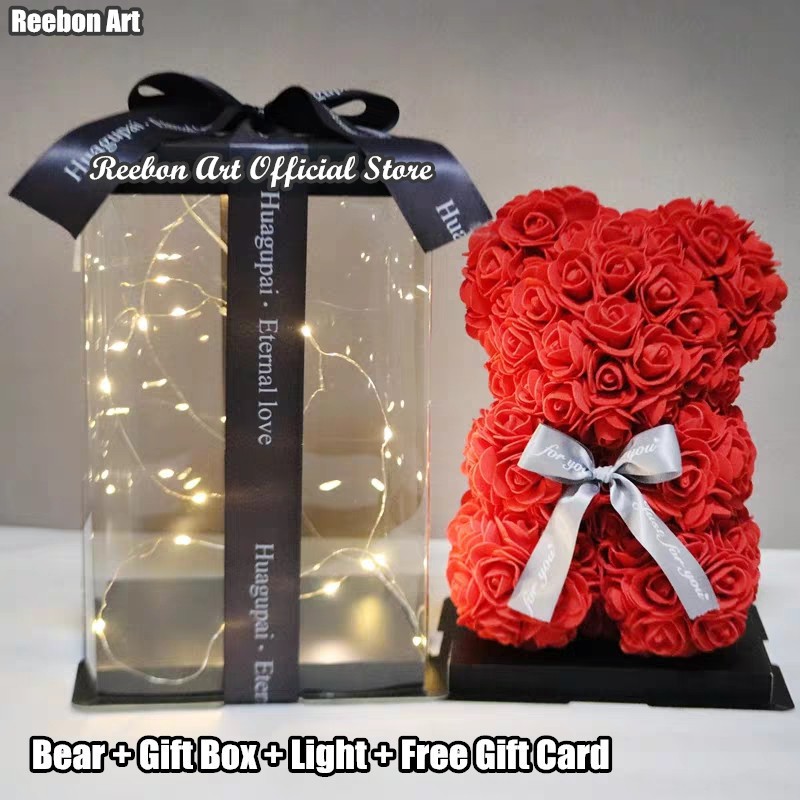 rose flower with teddy bear