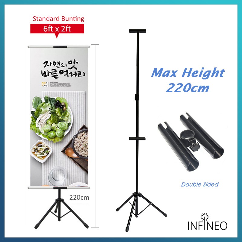 Shop Malaysia Tripod Banner Display Stand T Bunting Banner Double Sided For Standard 6ft X 2ft Bunting Shopee Singapore
