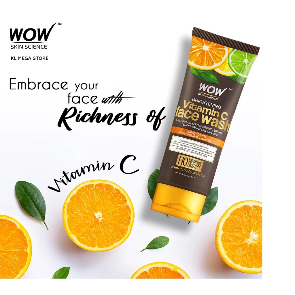 wow skin science brightening vitamin c foaming face wash
