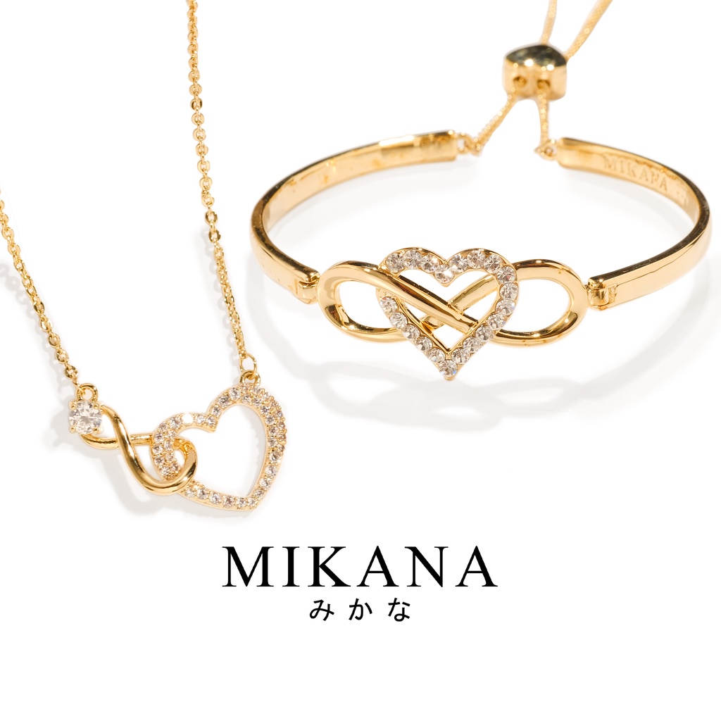 Mikana 18k Gold Plated Aphrodite Love Jewelry Set Gift For Women heart infinity necklace bracelet