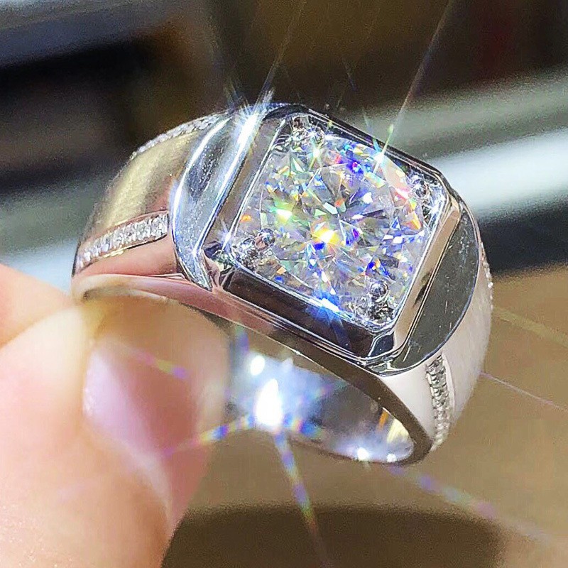 Cincin Silver Lelaki Cincin Berlian Kristal Men S Silver 925 Zircon Crystal Diamond Ring Shopee Singapore