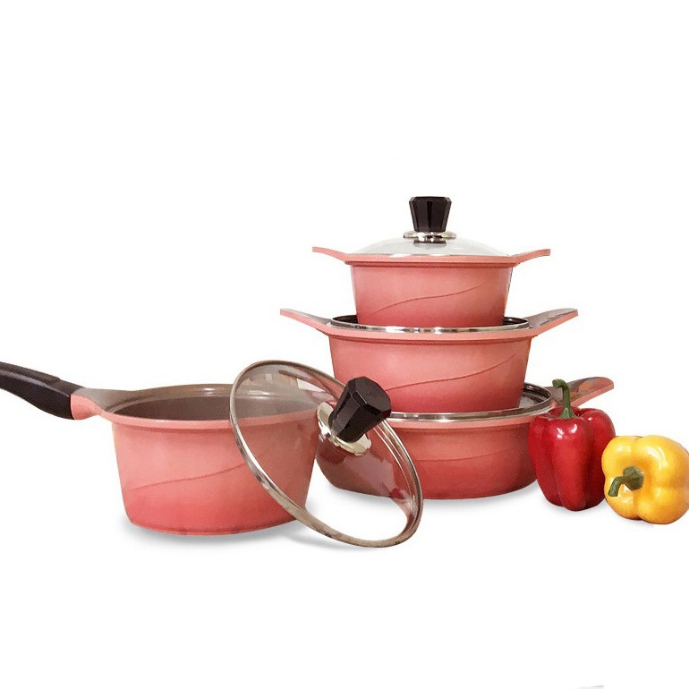 Queen Sense Korean Ceramic Coating 4 Pots Set Pink 16 Queen Sense Korean Ceramic Coating 4 Pots Set Pink 16
