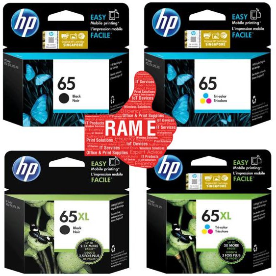 [ORIGINAL INK] [WHOLESALE] HP 65 65XL Black Tricolor Ink Cartridge