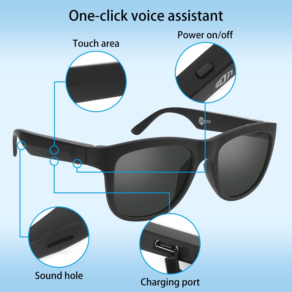 Goojodoq smart glasses wireless bluetooth earphone 5.0 sunglasses