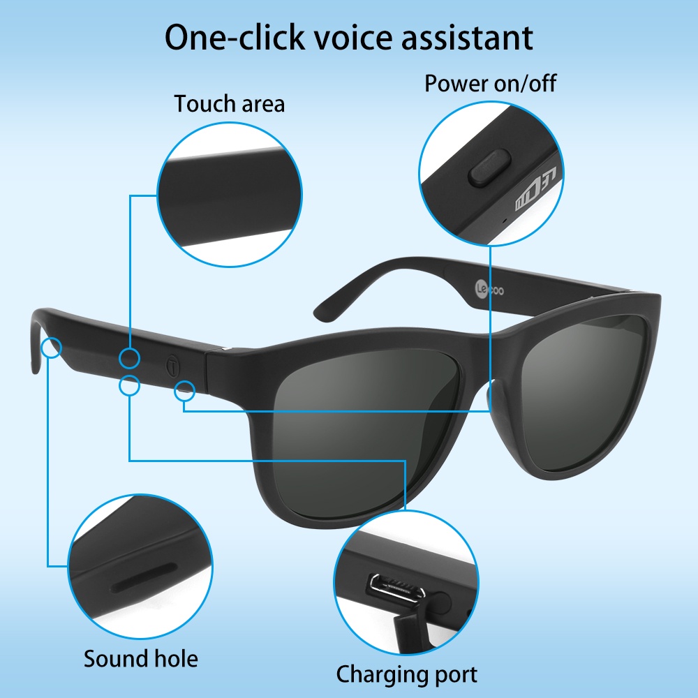 Goojodoq smart glasses wireless bluetooth earphone 5.0 sunglasses ...