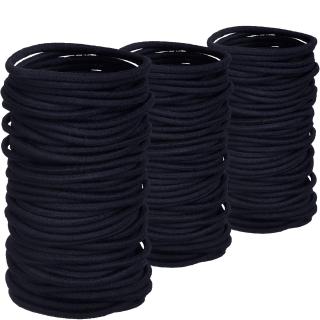 Image of 50 Pack Thick Heavy No-metal Elastic Hair Ties Black Rubber Ponytail Holders Hair Bands-3mm,4mm,6mm