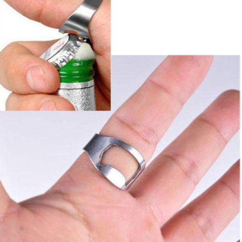 Stainless Steel Finger Thumb Ring Shape Bottle Open Opener Bar Beer Tools Gifts