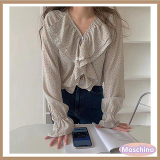  korean  style women ladies loose chiffon  long sleeve shirt 