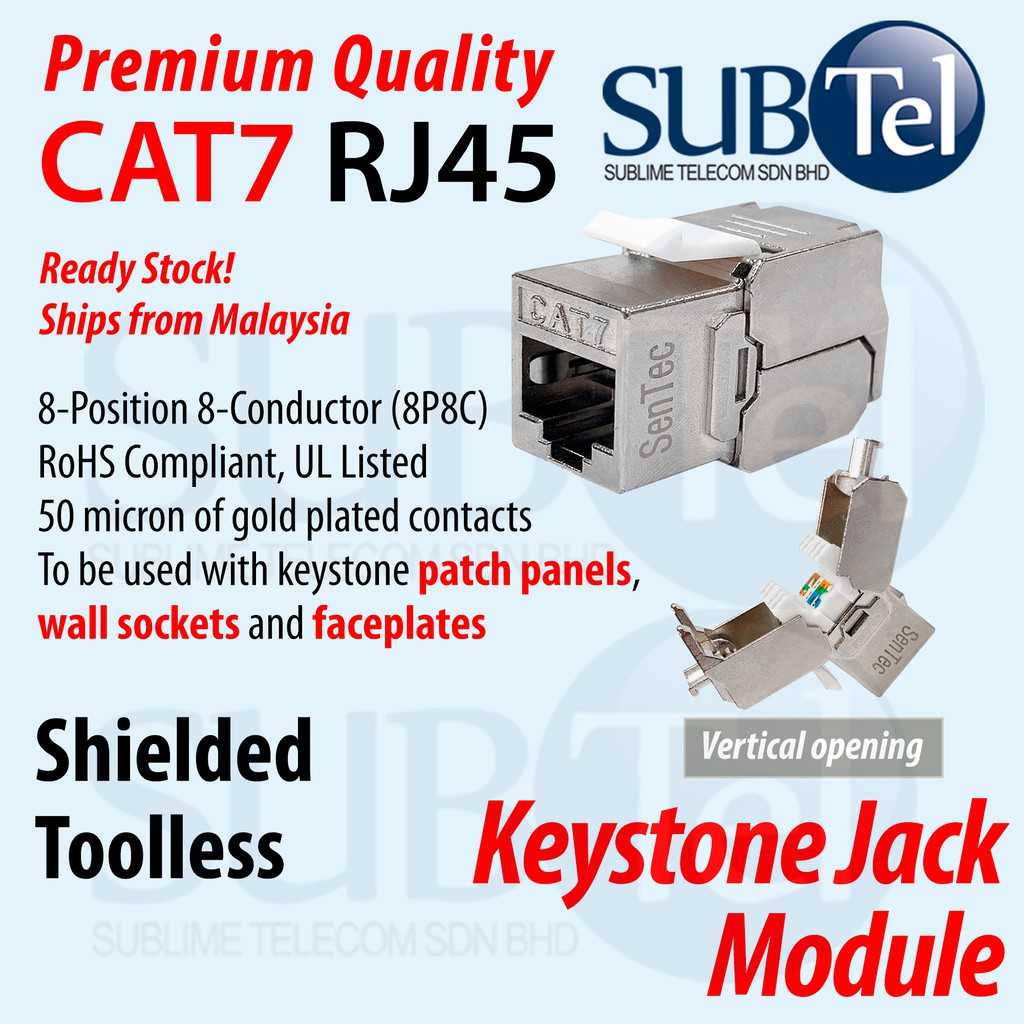 Cat7 Rj45 Keystone Jack Ftp Zinc Alloy Module Lan Cable Ethernet Network Faster For Wall Faceplate Patch Panel Poe Shopee Singapore