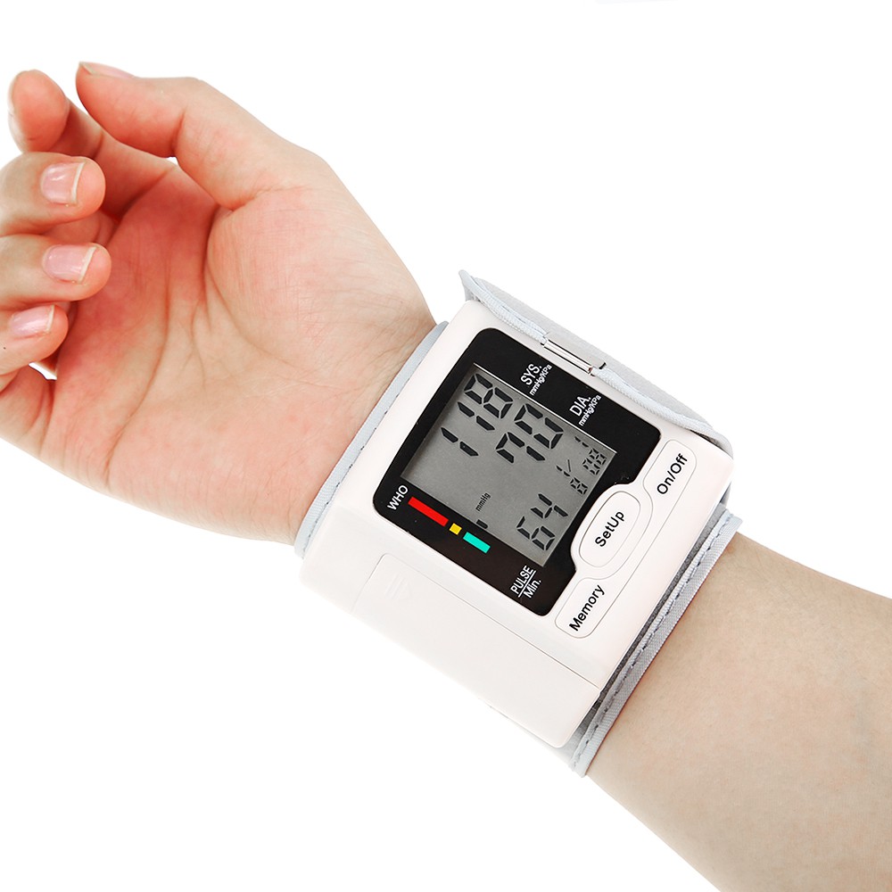 Automatic Blood Pressure Monitor Wrist Sphygmomanometer LCD Digital Display Medical Household Use for Measuring Pulse Rate