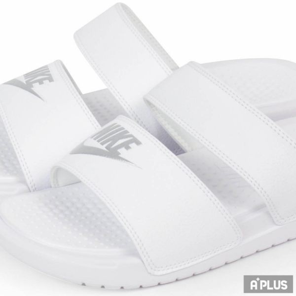 white nike double strap slides