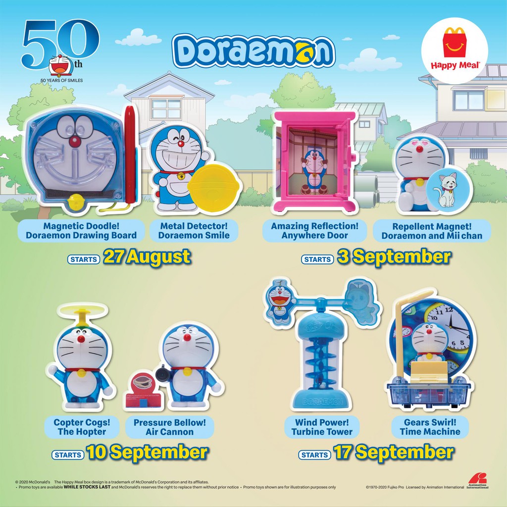 Mcd Happy Meal Toys Doraemon 50th Anniversary Shopee Singapore