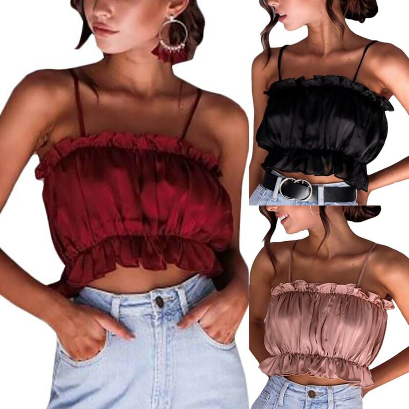 red ruffle tube top