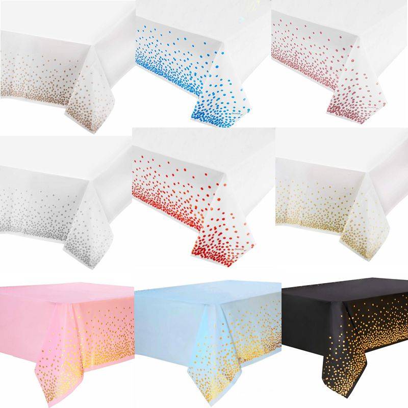 Disposable Gold Dot Gilded Tablecloth Rose Gold Plastic Table Cloth Happy Birthday Party