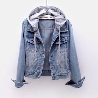 Image of thu nhỏ [Removable Hat] Plus Size Women's Korean Version Slim-Fit Denim Short Long-Sleeved Hooded Jacket 2022 Student Spring Autumn New Style Casual #3