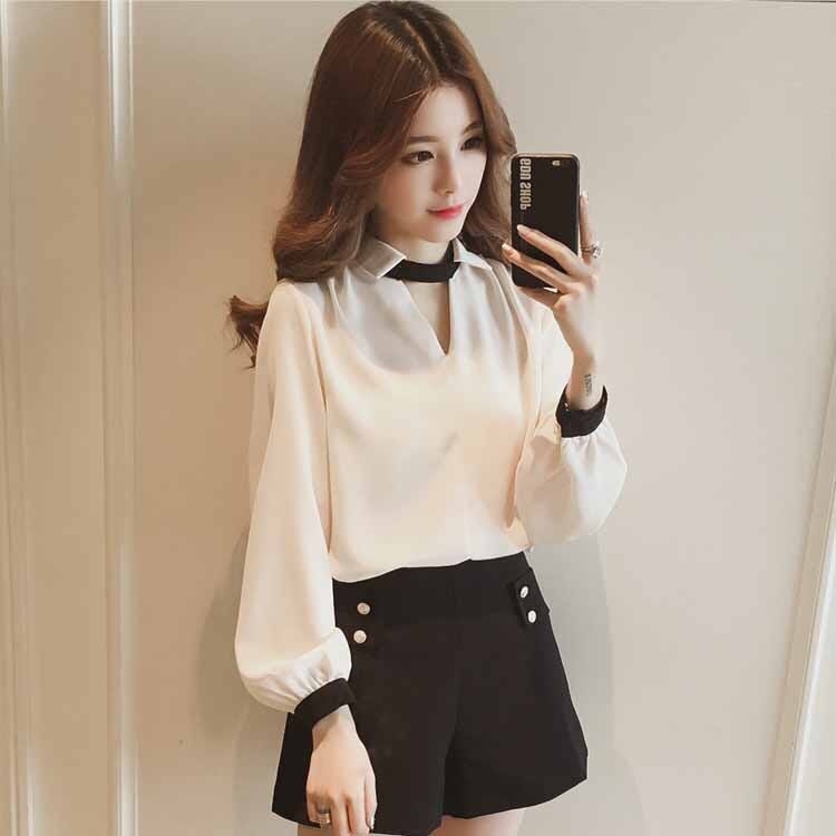 Korean Style Fashion V  neck  Halter Women Shirt Blouse Baju  