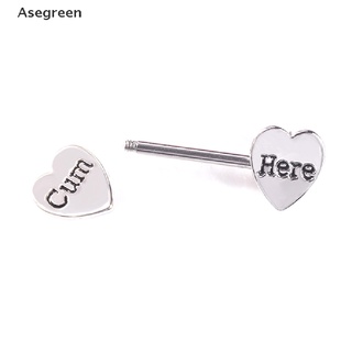 Image of thu nhỏ [Asegreen] 2Pc Stainless Steel Heart Barbell Letter Nipple Ring Helix Piercing Body Jewelry Good goods #1