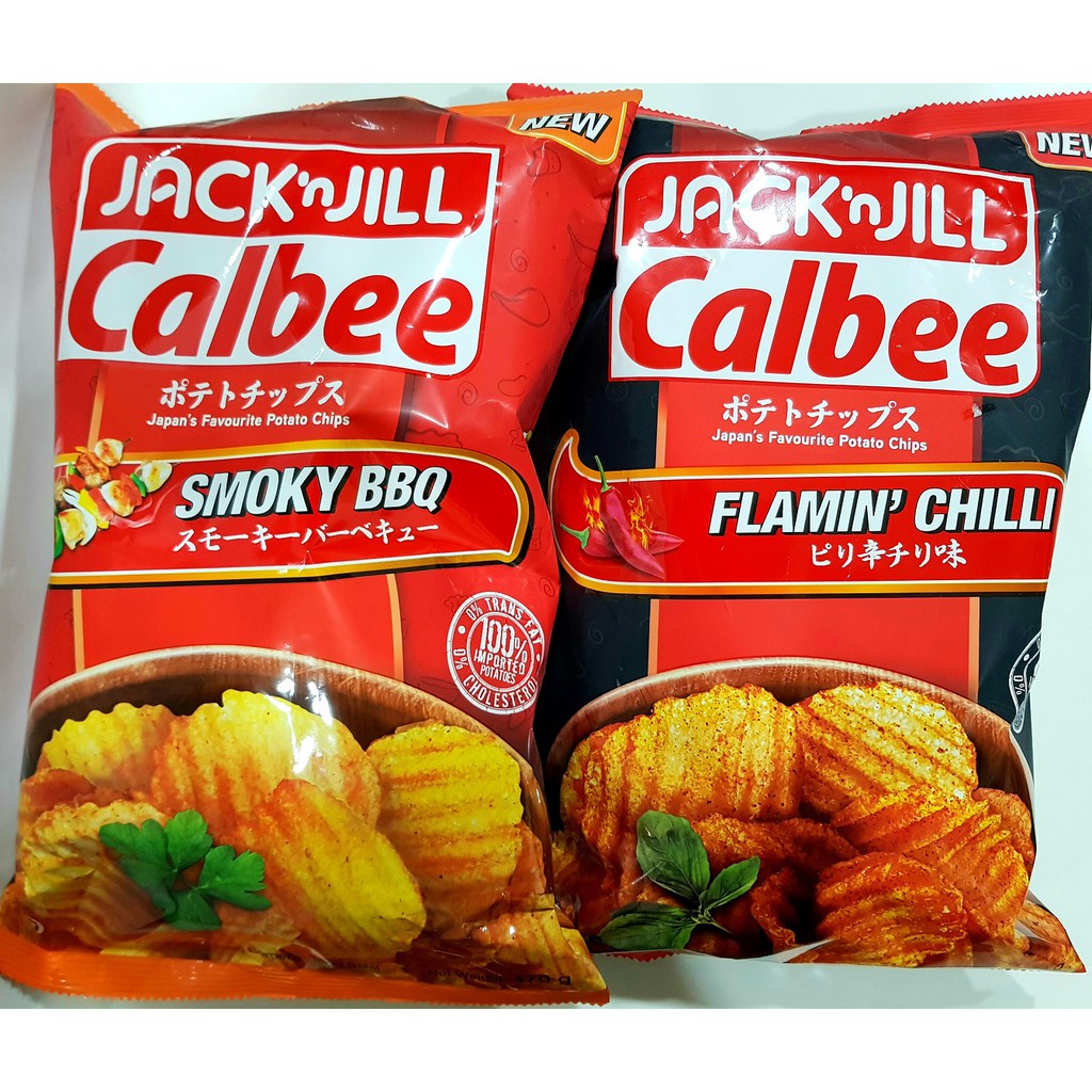 Jack N'Jill Calbee Potato Chips Smoky BBQ / Flaming Chilli / Salted