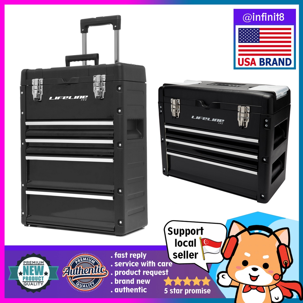 [sg stock] LifeLine USA Pro Rolling Toolbox for bike repair bicycle tool box set wheel trolley